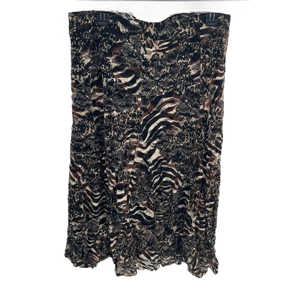 CHICOS Animal Print Lace Mesh Flared Skirt Lined Size 3 (XL) Maxi Elastic Waist - Picture 1 of 8